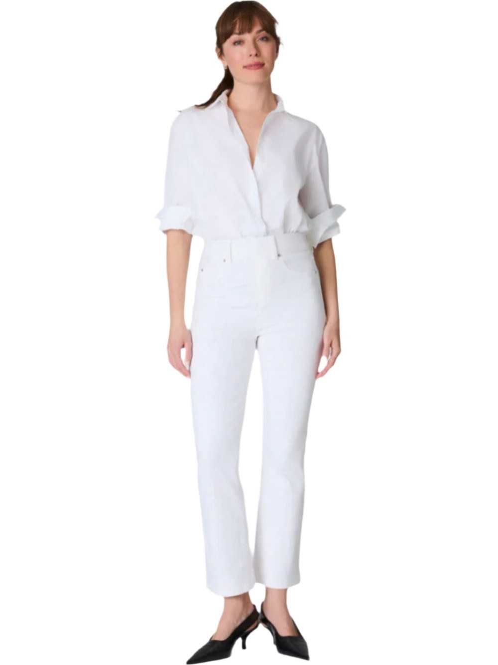 Spanx High-Rise Cropped Straight Pants in White size Small